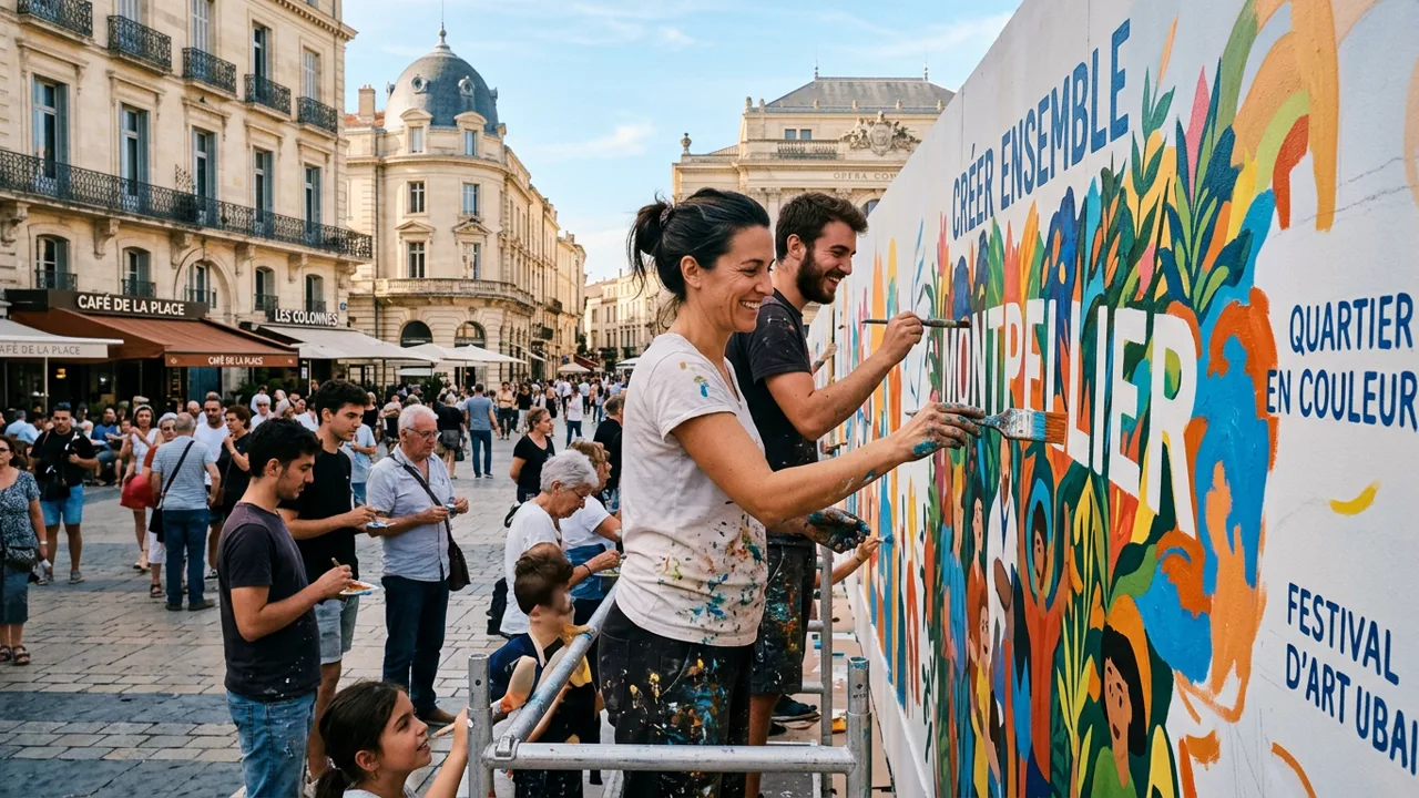 Fresque collective citoyenne et action artistique participative sur l'espace public